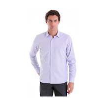Hatemoğlu Lila K. Comfort Fit Çizgili Pamuklu Slim Yaka Uzun Kollu Casual G Lila