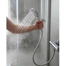 Spiral Hortumlu 4 Kademeli Krem El Duşu Başlığı Banyo Duş Seti Gümüş
