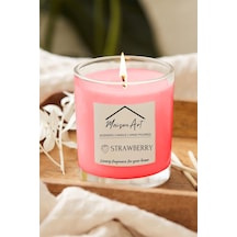 Scended Çilek Kokulu Cam Bardak Mum Dekoratif Mumluk