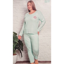 Rüyam Büyük Beden Kışlık Kadın Pijama Takımı Mint Yeşili