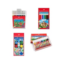 4'li Boya Seti Kuru Boya+sulu Boya+pastel Boya+keçeli Kalem Çok Renkli