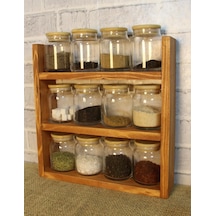Doğal Ahşap Baharatlık Standı, Tezgah Üstü Düzenleyici, Ahşap Raf