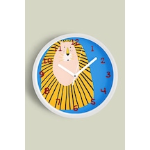Aslan Tasarım Modern Duvar Saati - Çocuk Odası Duvar Saati - 30cm - Önü Camlı Beyaz Kasa Beyaz