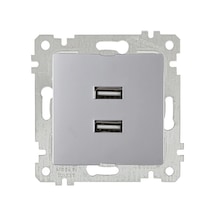 Mutlusan Rita Mekanizmalı Tuş 2'li Usb Şarj Prizi İnox