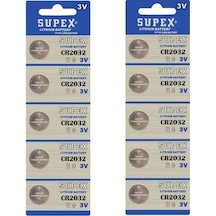Supex Extra Long Battery CR2032 3V Lityum Düğme Pil 5 x 2'li