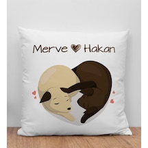 Bk Gift Kişiye Özel Sevgili Evcil Hayvan Tasarımlı Beyaz Kırlent Yastık-3, Arkadaşa Hediye, Sevgiliye Hediye Kobitmeyencom33837 Bk Gift