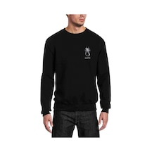 Scopion Gümüş Gri Baskılı Siyah Erkek Örme Sweatshirt