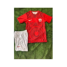 Türkiye Ayna Desenli İsimsiz Kırmızı Çocuk Forması Jersey Çok Renkli