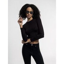 LOFT Crop Kadın Bluz U.kol Lf2035288 Q1.v1 Siyah