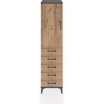 Hyperion Dolap Tek Raflı 5 Çekmeceli Tek Askılı 44x44x182 Ant... Antrasit