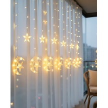 Hilal Yıldız Led Perde Işık Balkon Pencere Ve Oda Dekorasyonu Renkli 59225195