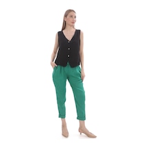 Bohem Stil Kadın Zaz İtalyan Keten Pantolon-9174 Yeşil