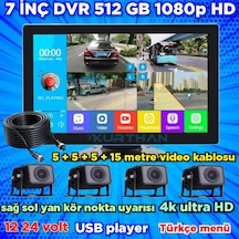 4 Kameralı 4k Ultra Hd 512 Gb Dvr-usb-bsd Monitör Seti 12 - 24 Volt