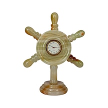 Oniks Doğal Taş Masa Saati, 17,5 Cm Yükseklik, 13 Cm Taban Çapı