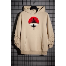 Uyguntarz Unisex Itachi Uchiha Baskılı Sweatshirt Bej