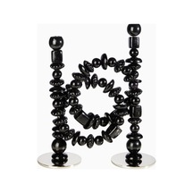 Polspotten Beads Cam Mumluk Çift Mum Yuvalı Tasarım Siyah