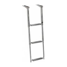 Teleskopik Krom Tekne Merdiveni 3 Basamaklı, Boy 85cm