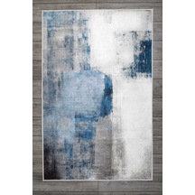 Oriente Home Abstract Desenli Beyaz Gri Mavi Halı Yıkanabilir Kadife Kaymaz Taban Taban Halı 7063