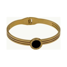 Siyah Taşlı Kelepçe Bileklik Gold - 661094337 Gold
