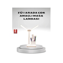 Mey İthalat Kısılabilir Led Masa Lambası Kalemlik Ve Telefon Standlı, Göz Yormayan Işık Beyaz