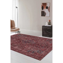 Kırmızı Vintage Salon Halısı Yıkanabilir Kaydırmaz Taban Halı Yolluk Mutfak Koridor Halısı Velora 3035 Bej