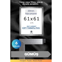 Gümüş-20mm-61x61 Cm Mat Pvc Li Camsız Fotoğraf Puzzle Belge Çerçeve Yatay Dikey Asılabilme 94202812