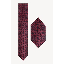 Erkek Bordo Kravat Mendil Set 54459784