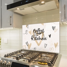 Cam Ocak Arkası Koruyucu |Queen Of The Kitchen Love|49,5cm x 76cm