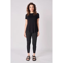 Kadın Oversize Bisiklet Yaka Kısa Kollu Tişört 001
