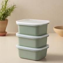 Dörtgen Plastik 3'lü Saklama Kabı 500 Ml Şeffaf Kapak Diğer