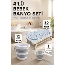 4'lü Bebek Yıkama Seti Kaymaz Taban, Katlanır Akordiyon Bebek Banyo Seti