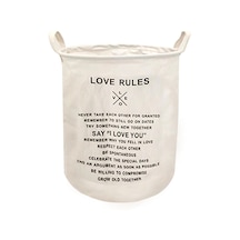Cbtx 63l Pamuk Keten Katlanır Kulplu Çamaşır Sepeti Kutusu, L Beden, 40x50cm - Love Rules