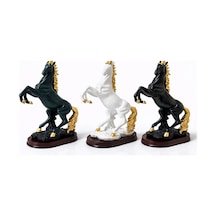 1 Adet Şahlanmış At Figürü Polyester Gövde Ahşap Tabanlı, 35 X 25 Cm Ölçü, Horse Figurine Stallion