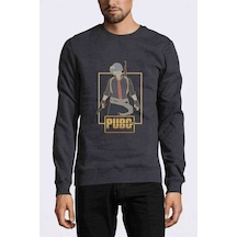Pubg Man Baskılı Füme Antrasit Erkek Örme Sweatshirt