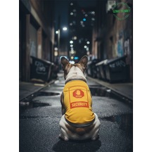 Sarı Stop Security Güvenlik Baskılı Kedi Ve Köpek Kıyafeti Tişörtü Elbisesi Medium/m/beden 2