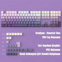 Contourline - Gradient Keycaps 130 Tuş İki Renkli Tam Set Çatlak Işıklı Tuş Takımı