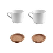 Quick 2'li Kupa Fincan Takımı Hacim 240 Ml + 2'li Mantar Bardak Altlığı Set Beyaz - 730935547 Beyaz