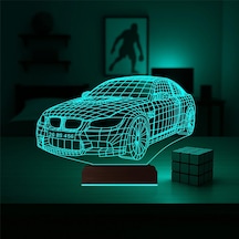 Luvivia Spor Araba Bmw Tasarım Kişiye Özel 3d Lamba - Masa Gece Lambası Şeffaf
