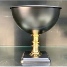 Vz-10 Kare Ayak Siyah Gold 25 Cm Dekoratif Vazo 26 Cm Çap Modern Şık Salon Vazo Altın