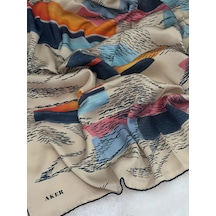 Aker Aker-9146701-311 İpek Krep Saten Eşarp Çok Renkli