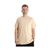 Mode Xl Büyük Beden Erkek Tshirt Bisiklet Yaka Basic 20031 Bej 001