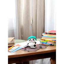 Şapkalı Kawaii Sevimli Panda Fotoğraf Ve Not Tutucu - Ofis Masa Not Tutacağı Turkuaz