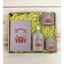 Bk Gift Kişiye Özel İsimli Dtf Anne Temalı Mat Gri Defter & Kahve Fincanı & Kolonya & Mum Hediye Seti-6, Anneye Hediye, Anneler Günü Hediyesi Kobitmey