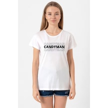 Candy Man Halloween Beyaz Kadın Bisikletyaka Tshirt 001