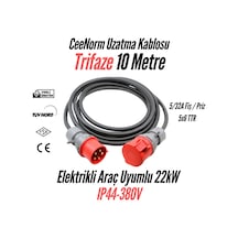 Bemis Cee Norm Ev Şarj Uzatma Kablosu 5x6 10 Metre 11 Kw 22 Kw 5/32a Fiş 5/32a Priz 11 Kw 22 Kw 5/32a Fiş 5/32a Priz