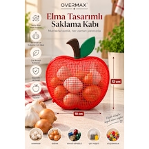 Elma Tasarımlı Fileli 12 10 Cm Sarımsak Ve Soğan Saklama Kabı - Nefes Alan Tezgah Üstü Kapsül Kutusu Elma - 919877089 Elma