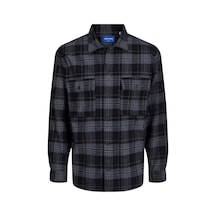 Jack & Jones Ekose Desenli Göğüs Cepli Gömlek - Blafri 12245681 Black Siyah