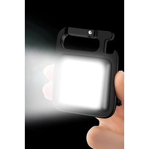 Mini Led El Feneri Su Geçirmez Şarjlı El Feneri Taşınabilir Kamp Feneri Cep Anahtarlık Açık Gri