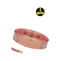 5 Metre Şeffaf 2 0,75 Hoparlör Ses Sitemi Kablosu - Hoporlör Elektrik Tesisat Kordon Kablosu