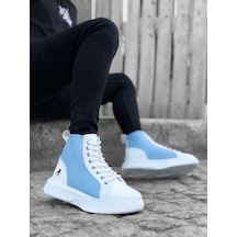 Boa BA0256 Bağcıklı Erkek Yüksek Taban Beyaz Mavi Taban Spor Bot